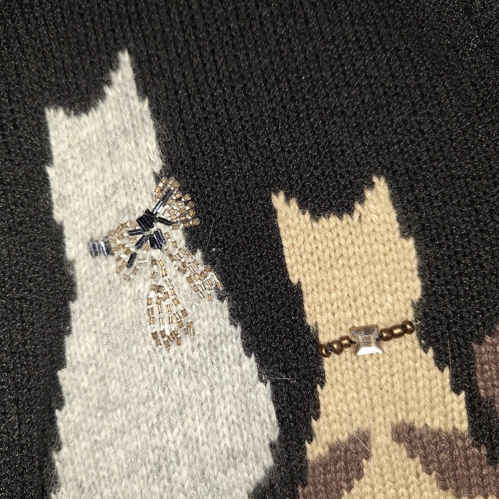 Coldwater Creek Beaded Cat Wool Rabbit Hair Sweater Cardigan Full Zip 2X - Picture 6 of 11